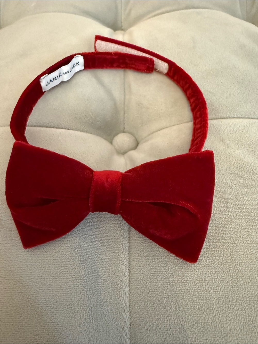 Janie and Jack Red Velvet Bow Headband for Kids